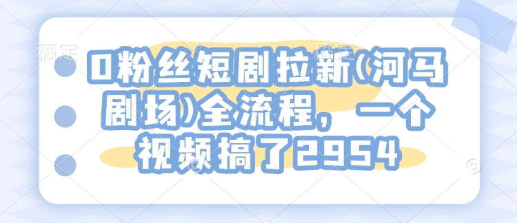 0粉丝短剧拉新(河马剧场)全流程，一个视频搞了2954-木白网创