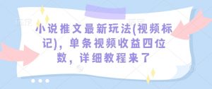 小说推文最新玩法(视频标记)，单条视频收益四位数，详细教程来了-木白网创
