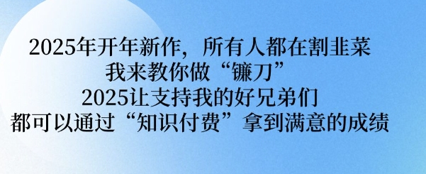 2025年开年新作，所有人都在割韭菜，我来教你做“镰刀” 2025让支持我的好兄弟们都可以通过“知识付费”拿到满意的成绩【揭秘】-木白网创