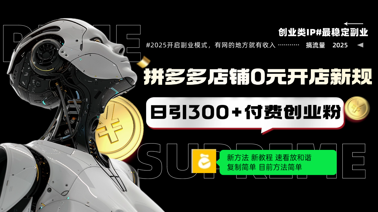 拼多多店铺0元开店新规，日引300+付费创业粉，目前方法简单复制粘贴可矩阵-木白网创