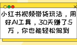 小红书视频带货玩法,用好AI工具,30天赚了5万,你也能轻松做到-木白网创