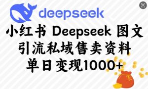 小红书Deepseek图文引流私域售卖资料，单日变现多张-木白网创
