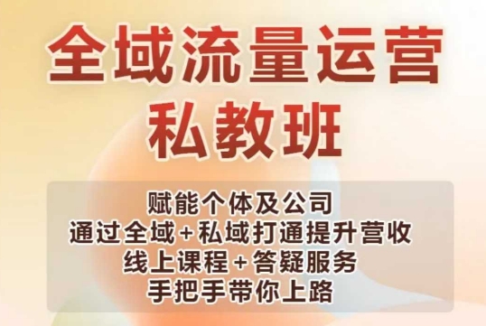 全域流量运营操盘课，赋能个体及公司通过全域+私域打通提升营收-木白网创