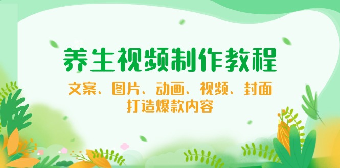 养生视频制作教程，文案、图片、动画、视频、封面，打造爆款内容-木白网创