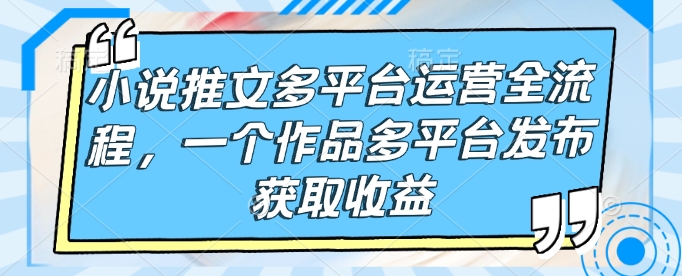 小说推文多平台运营全流程，一个作品多平台发布获取收益-木白网创