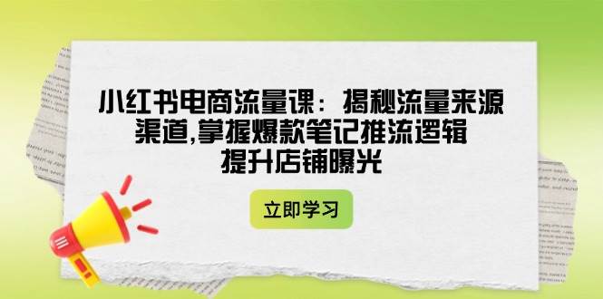小红书电商流量课：揭秘流量来源渠道,掌握爆款笔记推流逻辑,提升店铺曝光-木白网创