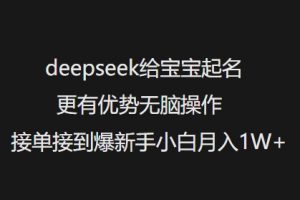 deepseek给宝宝起名更有优势无脑操作接单接到爆新手小白月入1W+-木白网创