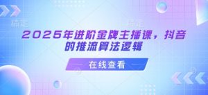 2025年进阶金牌主播课，抖音的推流算法逻辑-木白网创