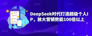 DeepSeek时代打造超级个人IP，放大营销势能100倍以上-木白网创