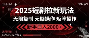 2025短剧拉新玩法，无需注册登录，无限0撸，无脑批量操作日入2000+-木白网创