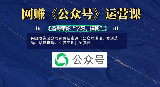 网创赛道公众号运营私密课【公众号注册、赛道选择、话题选择、引流变现】全流程-木白网创