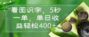 看图识字，5秒一单，单日收益轻松400+-木白网创