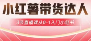 小红薯达人带货启航计划，3节直播课从0-1入门小红书-木白网创