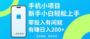 手机小项目新手小白轻松上手零投入有闲就有赚日入200+-木白网创