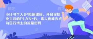 小红书个人IP陪跑课程，开启你职业生涯的PLAN-B，素人也能火成为百万博主的流量密码-木白网创