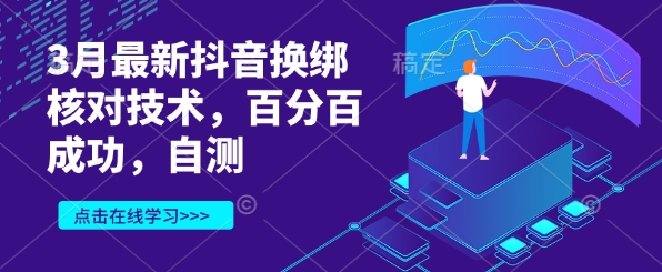 3月最新抖音换绑核对技术，百分百成功，自测-木白网创