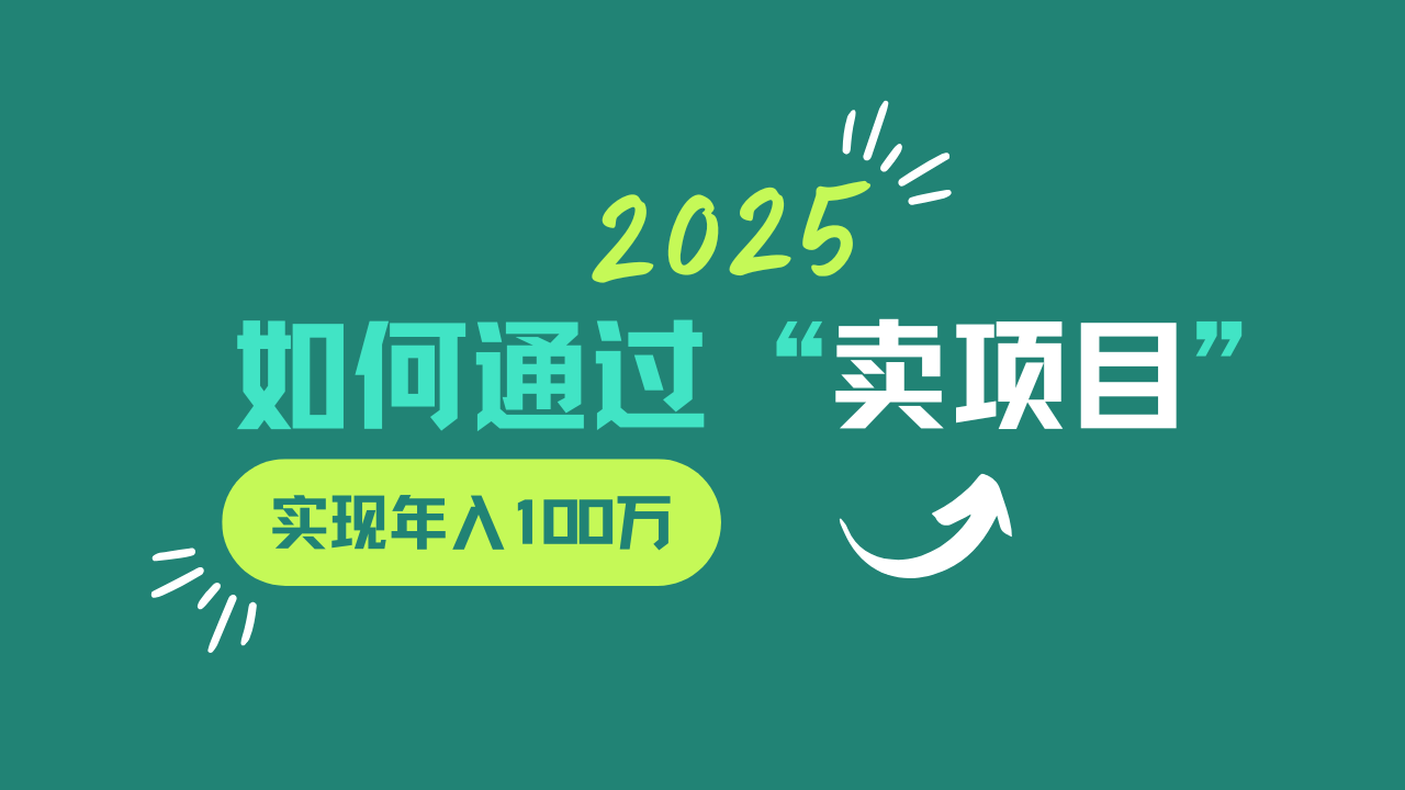 2025年如何通过“卖项目”实现年入100w-木白网创