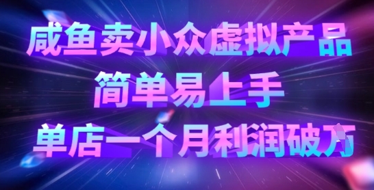 咸鱼卖小众虚拟产品，简单易上手，单店一个月利润破W-木白网创