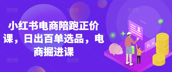 小红书电商陪跑正价课，小红书官方认证电商讲师教学，日出百单选品，电商掘进课-木白网创