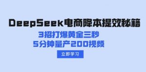 DeepSeek电商降本提效秘籍：3招打爆黄金三秒，5分钟量产200视频-木白网创