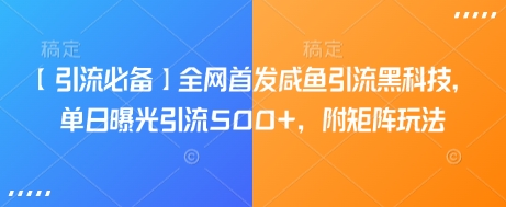 【引流必备】全网首发咸鱼引流黑科技，单日曝光引流500+，附矩阵玩法【揭秘】-木白网创