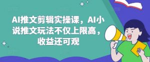 AI推文剪辑实操课，AI小说推文玩法不仅上限高，收益还可观-木白网创