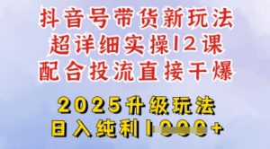 2025全新升级抖音带货玩法，一天纯利四位数，从剪辑到选品再到发布投流，超详细玩法揭秘-木白网创