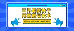 三月最新快手同框搬运技术，无需混剪 条条出爆款 安卓苹果通用-木白网创