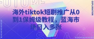 海外tiktok短剧推广从0到1保姆级教程，蓝海市场日入多张-木白网创