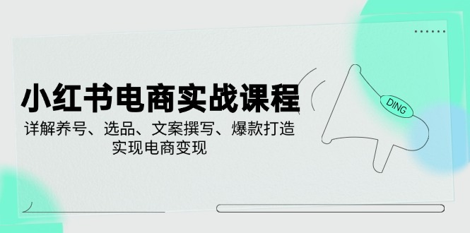 小红书电商实战课程，详解养号、选品、文案撰写、爆款打造，实现电商变现-木白网创