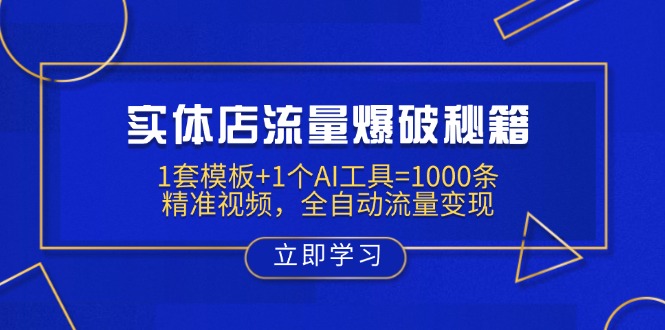 实体店流量爆破秘籍：1套模板+1个AI工具=1000条精准视频，全自动流量变现-木白网创