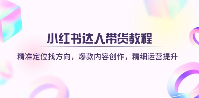 小红书达人带货教程：精准定位找方向，爆款内容创作，精细运营提升-木白网创