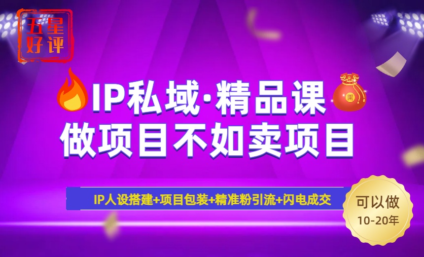 2025年“IP私域·密训精品课”，日赚3000+小白避坑年赚百万，暴力引流…-木白网创