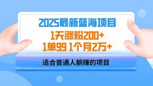 2025蓝海项目 1天涨粉200+ 1单99 1个月2万+-木白网创