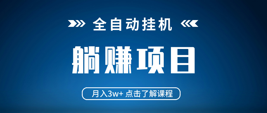 全自动挂机项目 月入3w+ 真正躺平项目 不吃电脑配置 当天见收益-木白网创