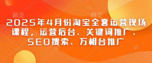 2025年4月份淘宝全套运营现场课程，运营后台、关键词推广、SEO搜索、万相台推广-木白网创