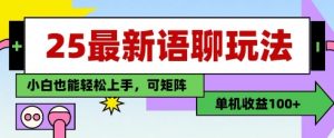 25年最新语聊玩法,纯手工,单机收益100+,小白也能轻松上手,可矩阵操作-木白网创
