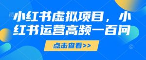 小红书虚拟项目,小红书运营高频一百问【文档】-木白网创