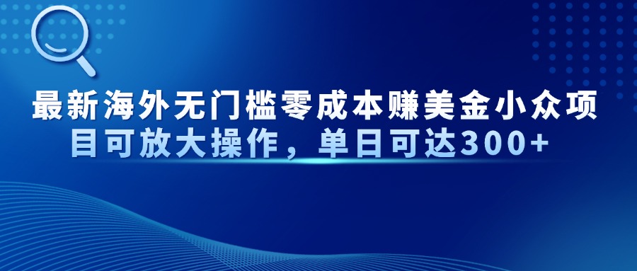 最新海外无门槛零成本赚美金小众项目可放大操作，单日可达300+-木白网创