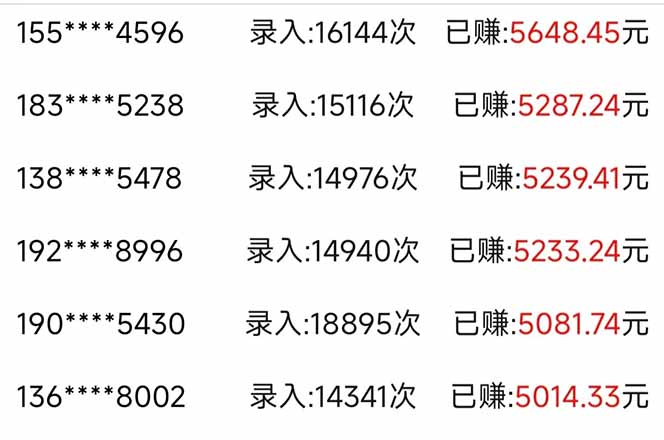 信息录入，几秒一单，只需一部手机，小白轻松上手，日入500＋-木白网创
