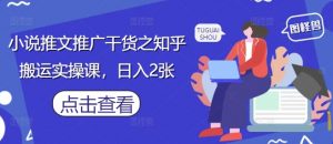 小说推文推广干货之知乎搬运实操课，日入2张-木白网创