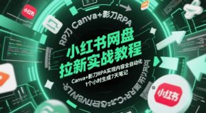小红书网盘拉新实战教程，Canva+影刀RPA实现内容全自动化，1个小时生成7天笔记-木白网创