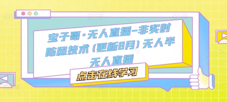 宝子哥·无人直播-非实时防风技术(更新25年5月)无人半无人直播-木白网创
