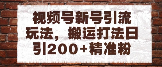 视频号新号引流玩法，搬运打法日引200+精准粉，可矩阵放大【揭秘】-木白网创