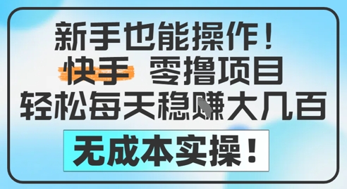 新手也能操作，快手零撸挣米，轻松每天挣2-5张，完全无成本-木白网创