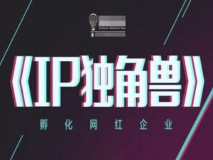 IP独角兽，孵化网红企业，ip教程-木白网创