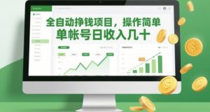 全自动挣钱项目，操作简单，单帐号日收入几十-木白网创