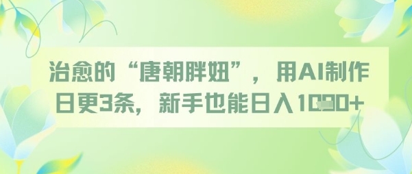 治愈的“唐朝胖妞”，用AI制作日更3条，新手也能日入多张-木白网创