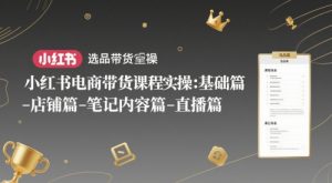 小红书电商带货课程实操：基础篇-选品篇-店铺篇-笔记内容篇-直播篇-木白网创