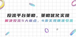 投流平台策略，策略优化实操，解决投流5大痛点，4步实现精准引流-木白网创